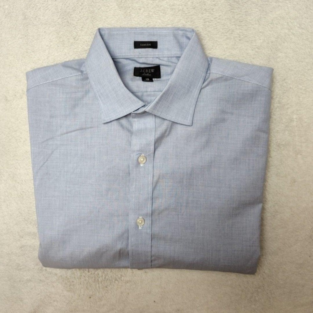 JCrew Shirt Mens 16 35 Light Blue Ludlow Dress Button-Up Cotton Stretch Classic